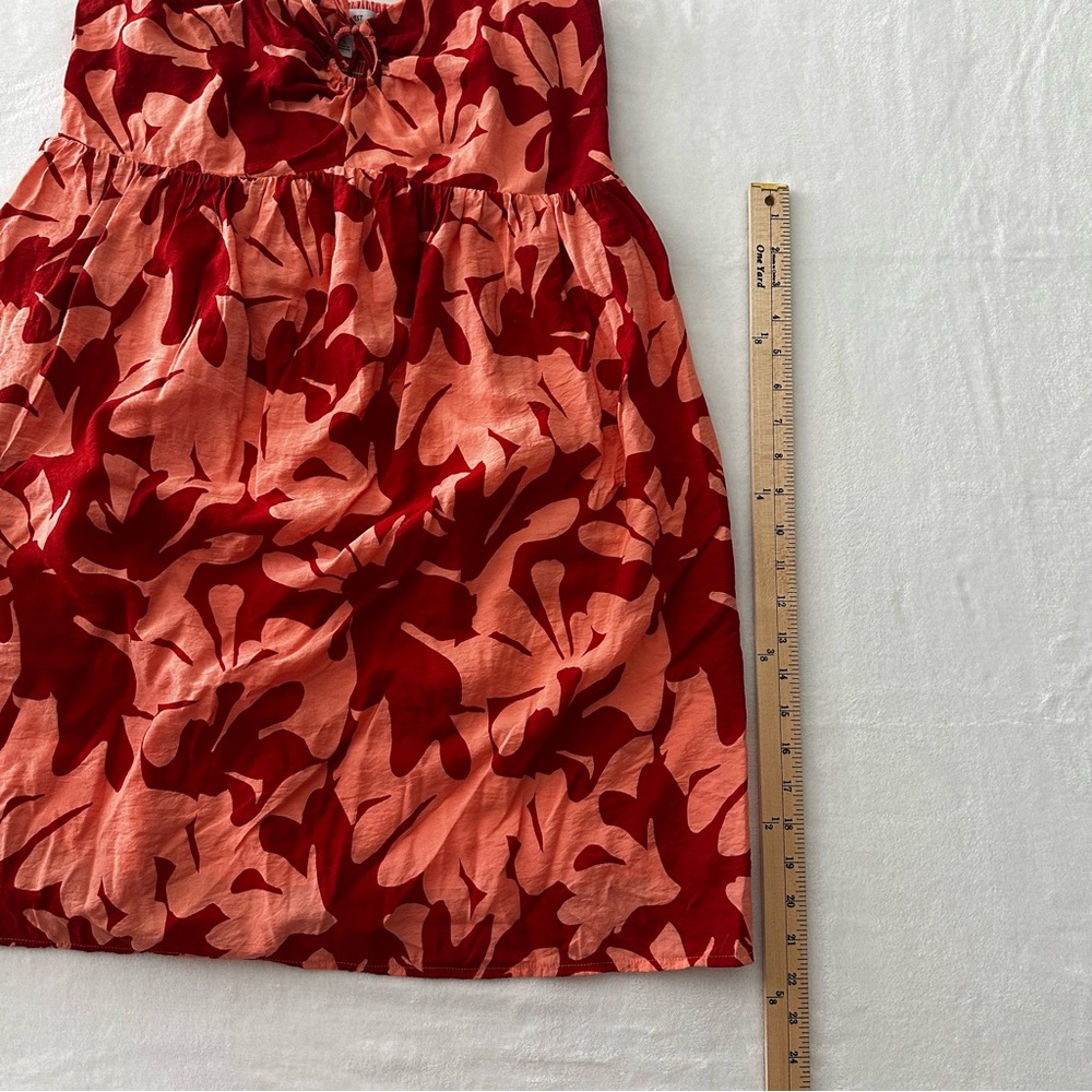 Nine West Floral Sundress Women’s Large Coral Red Keyhole Tie Front - Picture 3 of 5